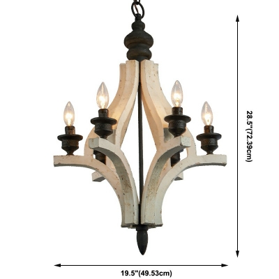 French Retro Style Hanging Lamp Kit Wood Vintage Hanging Chandelier for Bedroom Dining Room