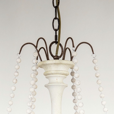 French Style Hanging Ceiling Light Wooden Beads Chandelier for Hotel Lobby Dining Room