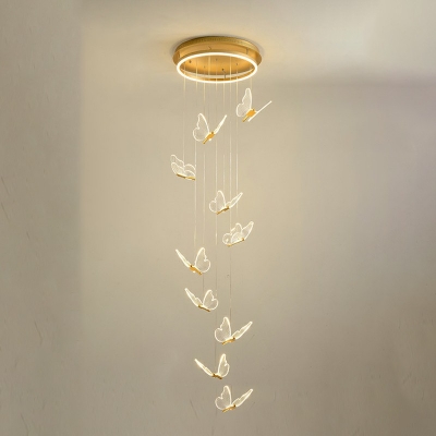 Modern Simple Down Lighting 9 Light Butterfly Shape Hanging Lamp Kit for Living Room