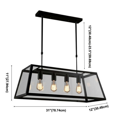 Modern Style LED Chandelier Light 4 Lights Nordic Style Metal Glass Hanging Light for Kitchen