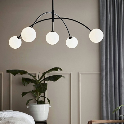 Modern Style LED Chandelier Light 5 Lights Nordic Style Metal Glass Pendant Light for Bedroom