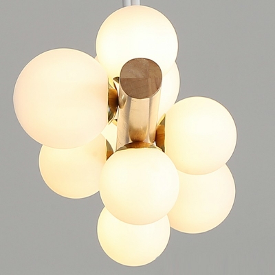 Modern Style LED Chandelier Light 9 Lights Nordic Style Wood Glass Hanging Light for Dinning Room