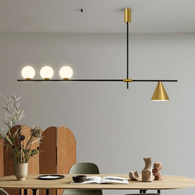 Modern Style LED Pendant Light 4 Lights Nordic Style Metal Glass Chandelier Light for Dinning Room