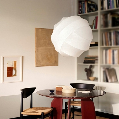 Ultra-Modern Down Lighting White Silk Hanging Light Fixtures for Living Room