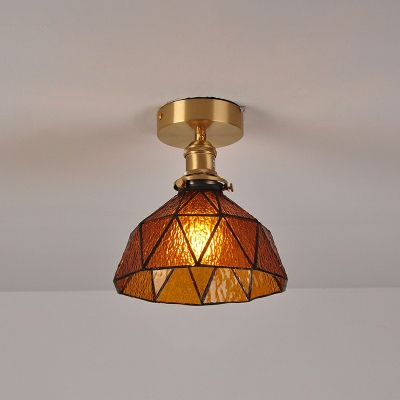 1-Light Semi Flush Light Traditional Style Diamond Shape Metal Ceiling Mounted Fixture