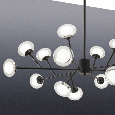 15 Lights Branch Shade Hanging Light Modern Style Glass Pendant Light for Dining Room