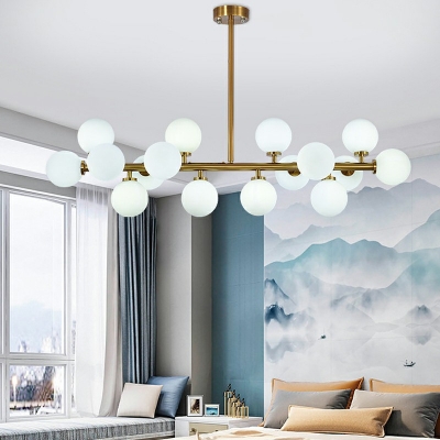 16-Light Hanging Chandelier Modernist Style Globe Shape Glass Suspended Lighting Fixture