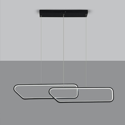 2 Lights Geometric Shade Hanging Light Modern Style Metal Pendant Light for Dining Room