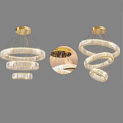3-Tiere Modern Chandelier Lighting Fixtures Elegant Crystal Ring Living Room Pendant Chandelier