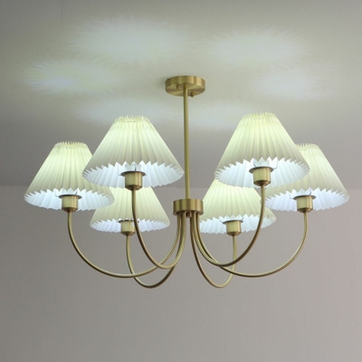 6-Light Chandelier Lights Traditional Style Cone Shape Fabric Ceiling Light