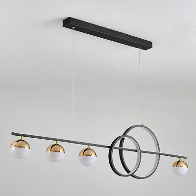 6 Lights Globe Shade Hanging Light Modern Style Acrylic Pendant Light for Living Room