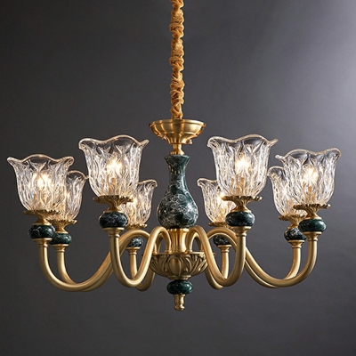 8-Light Pendant Light Fixtures Traditional Style Curving Shape Metal Ceiling Chandelier