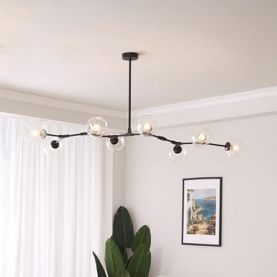 8 Lights Mobile Shade Hanging Light Modern Style Glass Pendant Light for Living Room