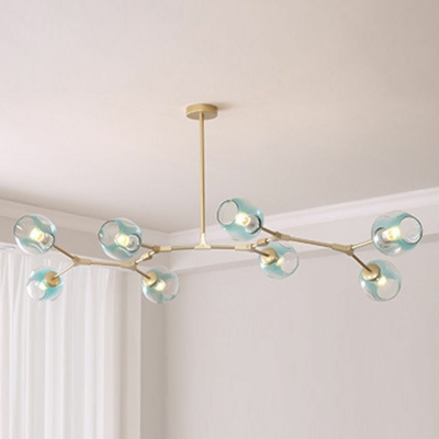 8 Lights Mobile Shade Hanging Light Modern Style Glass Pendant Light for Living Room