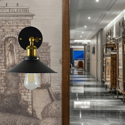Black Metal Wall Light Lamp Sconce Industrial 1 Light Vintage Indoor Wall Mounted Light Fixture