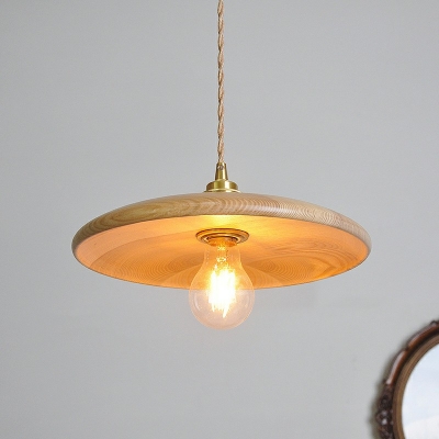 Contemporary Hanging Lamp Kit 1 Light Wood Down Lighting Pendant for Living Room Bedroom