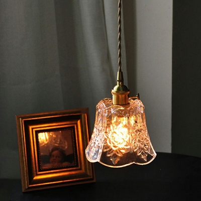 Industrial 1 Lamp Hanging Ceiling Light Clear Glass Vintage Down Lighting Pendant for Bedroom