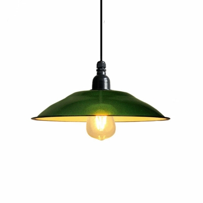 Industrial-Style Flat Commercial Pendant Lighting Metal Pendant Light in Green
