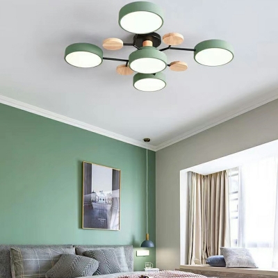 Modern Style LED Chandelier Light 5 Lights Nordic Style Macaron Metal Acrylic Pendant Light for Living Room
