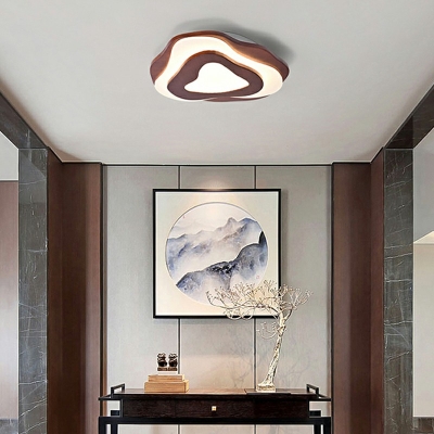 Modern Style LED Flushmount Light Nordic Style Wood Acrylic Remote Control Stepless Dimming Celling Light for Living Room