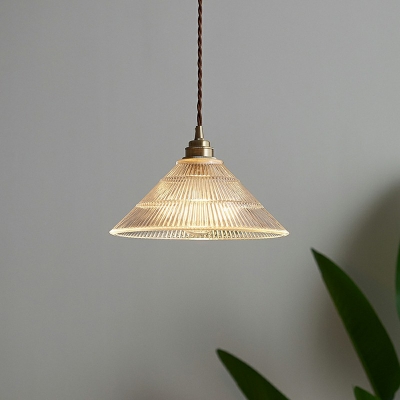 1 Light Flared Shade Hanging Light Modern Style Glass Pendant Light for Living Room