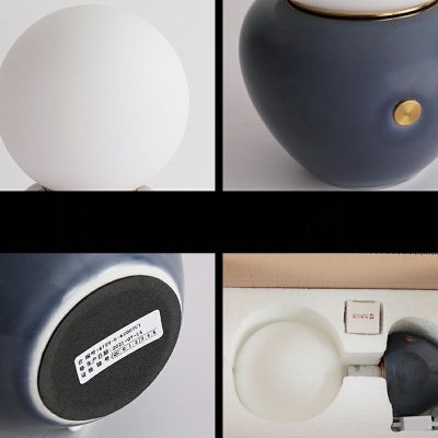 1-Light Nights and Lamp Modern Style Spherical Shape Ceramic Table Light