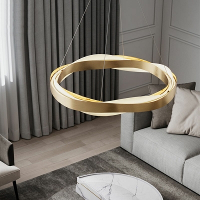 1-Light Suspension Light Modern Style Ring Shape Metal Chandelier Light Fixtures