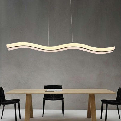 1 Light Wave Shade Hanging Light Modern Style Acrylic Pendant Light for Living Room