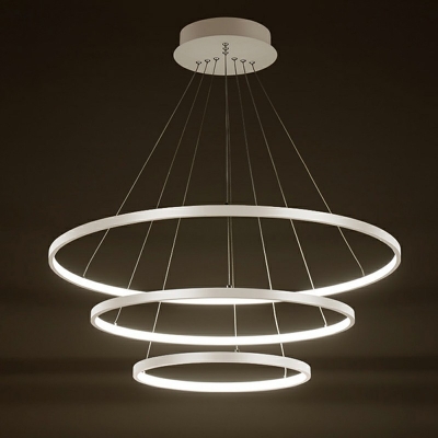 3-Light Hanging Ceiling Lights Modern Style 3-Tier Shape Metal Pendant Chandelier