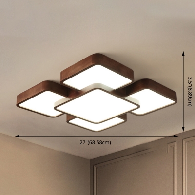 5 Lights LED Flushmount Light Modern Style Japanese Style Wood Acrylic Celling Light for Living Room