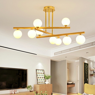 9 Lights Linear Shade Hanging Light Modern Style Glass Pendant Light for Living Room