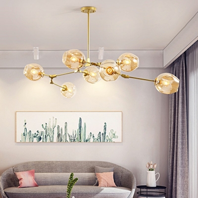 Glass 7 Lights Modern Chandelier Lighting Fixtures Basic Simple Hanging Chandelier for Living Room
