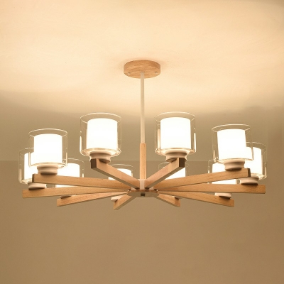 Modern Wooden Chandelier 10 Light Chandelier Lighting for Living Room Bedroom