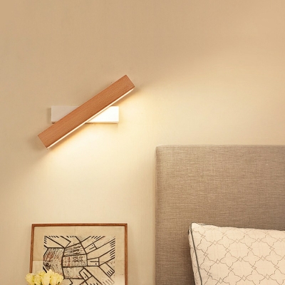 Nordic Style LED Wall Sconce Light Modern and Simple Wood Acrylic Wall Light for Bedside