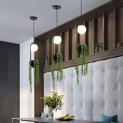  Industrial 1 Light Plant Black Pendants Light Fixtures Vintage Living Room Hanging Ceiling Light
