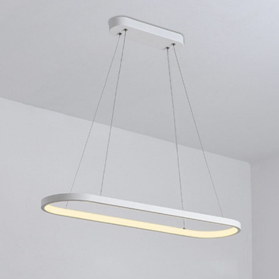 1-Light Island Chandelier Lights Modern Style Oval Shape Metal Pendant Lighting Fixtures