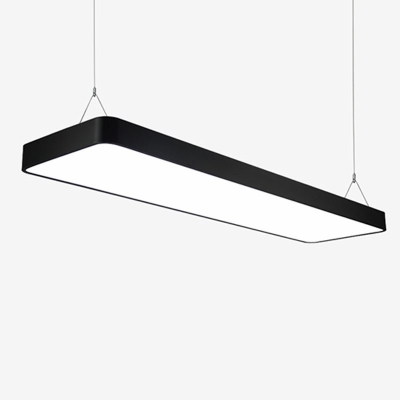 1 Light Rectangle Shade Pendant Light Modern Style Aluminum Hanging Light in Silver and Black Color