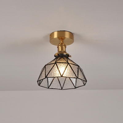 1-Light Semi Flush Light Traditional Style Diamond Shape Metal Ceiling Mounted Fixture