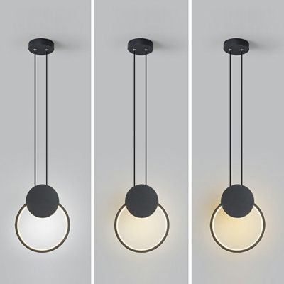 1-Light Suspension Pendant Light Modern Style Ring Shape Metal Hanging Lights