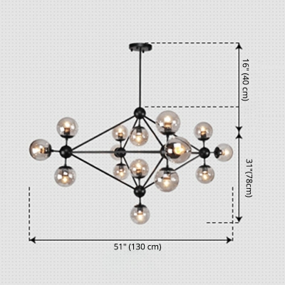 15 Lights Minimalism Sputnik Light Fixture Glass Ball Hanging Pendant Lights