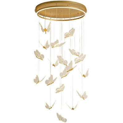 20-Light Multi Light Pendant Modern Style Butterfly Shape Metal Hanging Lamp Kit