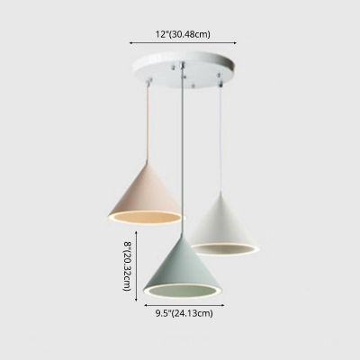 3-Light Hanging Light Fixtures Modern Style Cone Shape Metal Cluster Pendant Light