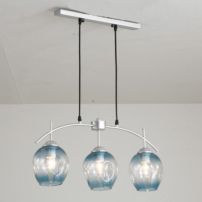 3-Light Island Chandelier Lights Modern Style Cup Shape Glass Pendant Lighting
