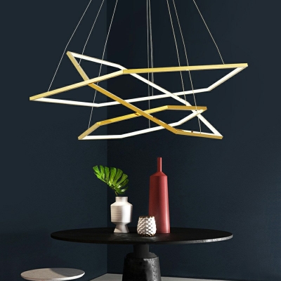 3 Lights Polygon Shade Hanging Light Modern Style Metal Pendant Light for Dining Room