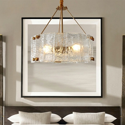 4 Lights Cylinder Shade Hanging Light Modern Style Glass Pendant Light for Living Room