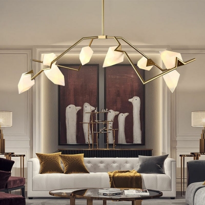 8 Lights Peach Shade Hanging Light Modern Style Acrylic Pendant Light for Living Room