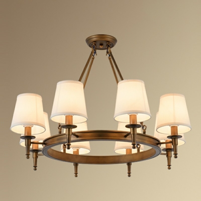 American Style Chandelier 8 Head Fabric Shade Ceiling Chandelier for Living Room
