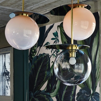 Glass Modern 1 Light Globe Pendant Light Fixtures Living Room Hanging Ceiling Light