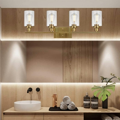 Industrial Style Vanity Lighting 4 Light Glass Vanity Light Fixtures for Bathroom