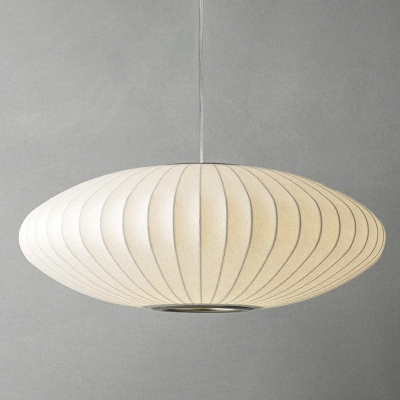 Saucer Pendants Light Fixtures White Modern1 Light Fabric Hanging Ceiling Light for Dinning Room